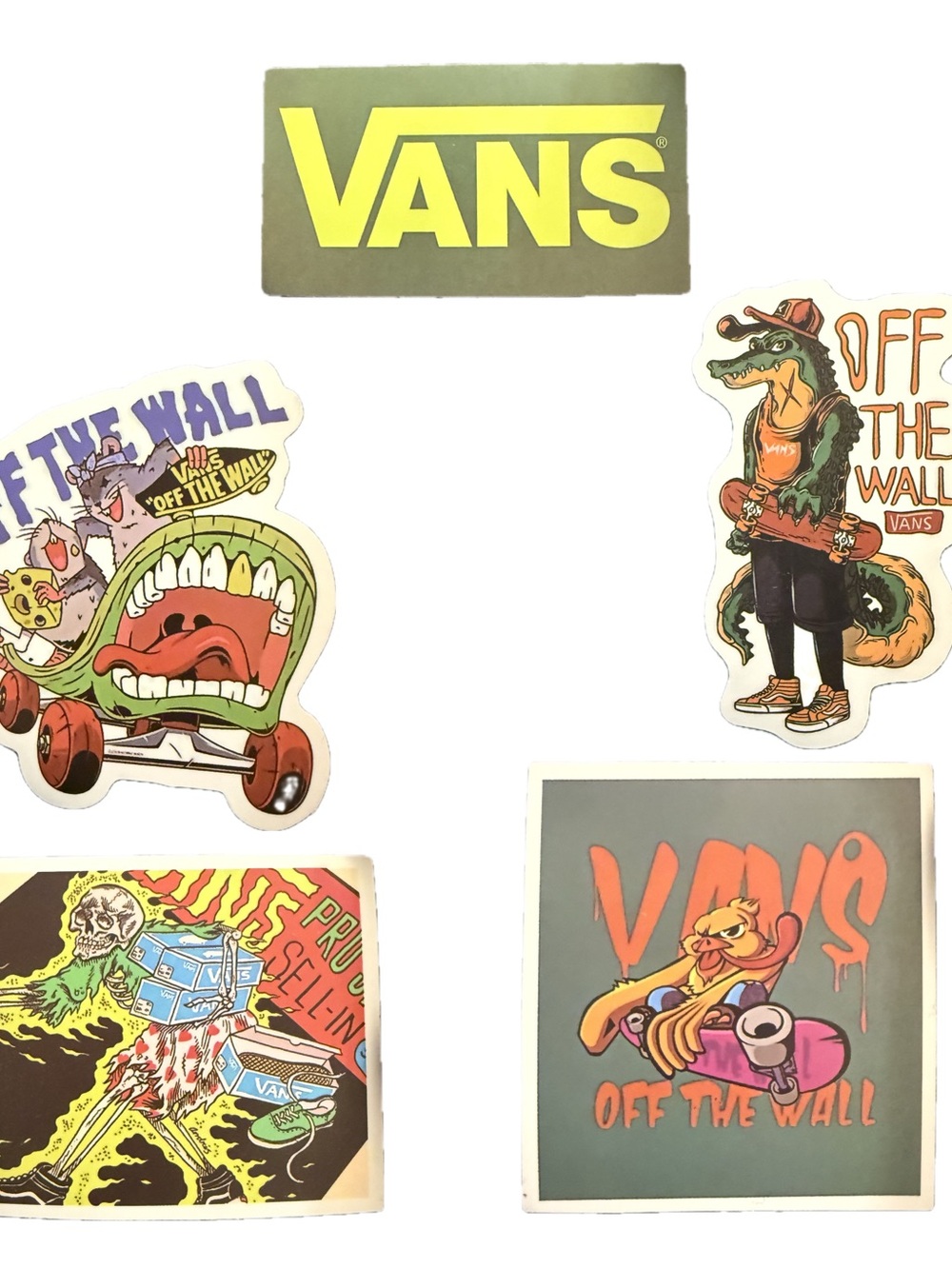 Vans Off The Wall Sticker Lot 5 Skateboarding Logo Graphic Decals Rare Mix